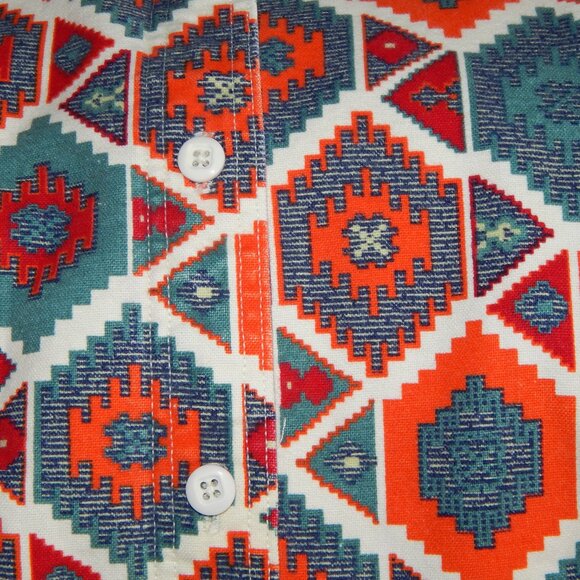 Men's Size M 100% Cotton Aztec Print Western Cowboy Long Sleeve Shirt WOOLRICH - Picture 4 of 4
